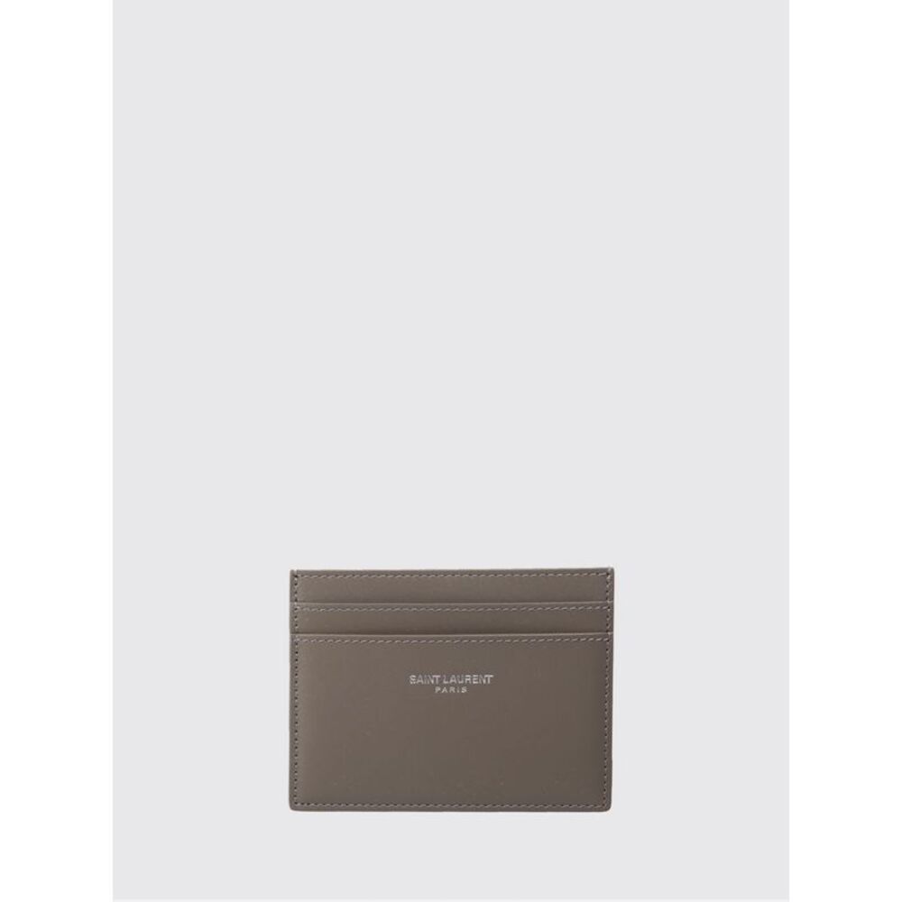 Saint Laurent Men Saint Laurent Flat Calfskin Card Holder With Laminated Logo